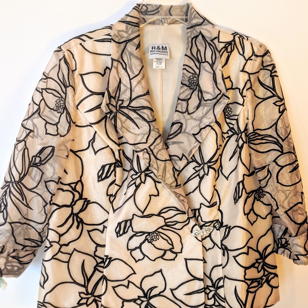 R&M Richards Dressy Chiffon Pattern Jacket size 14